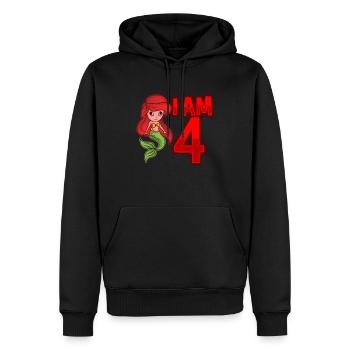 JE SUIS 4 ANS 4 anniversaire fille sirène - Sweat à capuche Premium bio Homme - noir - Devant - Nico (187cm)