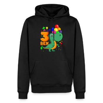 3 REX 3 ans dino anniversaire dinosaure - Sweat à capuche Premium bio Homme - noir - Devant - Nico (187cm)