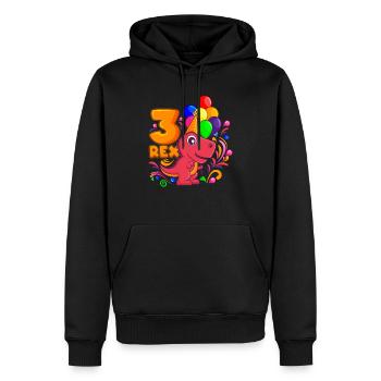 3 REX anniversaire DINO 3 ans dinosaure - Sweat à capuche Premium bio Homme - noir - Devant - Nico (187cm)