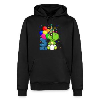 3 REX anniversaire DINO 3 ans dinosaure - Sweat à capuche Premium bio Homme - noir - Devant - Nico (187cm)