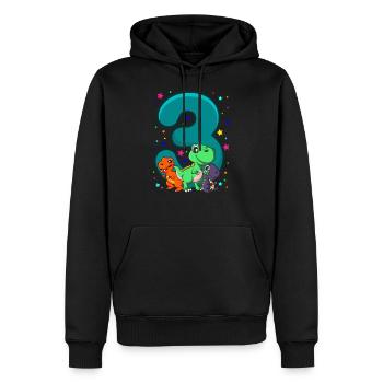 THREE REX 3 years DINO birthday dinosaur - Men’s Premium Organic Hoodie - black - Front - Nico (187cm)
