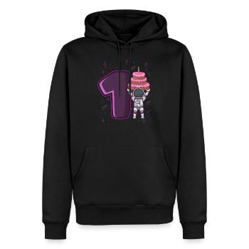 J’ai déjà 1 anniversaire de l’espace 1 an - Sweat à capuche Premium bio Homme - noir - Devant - Nico (187cm)