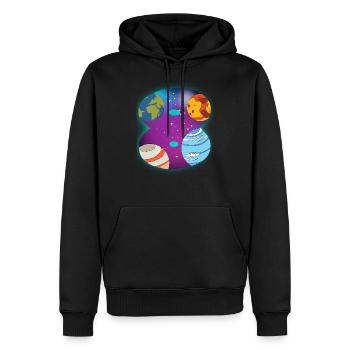 WELTRAUM 8 GEBURTSTAG 8 Jahre 8 Geburtstag - Männer Premium Bio Hoodie - Schwarz - Vorne - Nico (187cm)