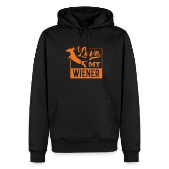 J’aime Mon teckel Chien de toit Teckel - Sweat à capuche Premium bio Homme - noir - Devant - Nico (187cm)