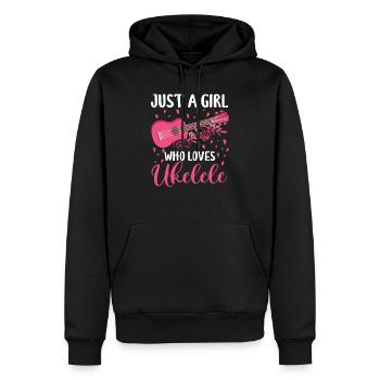 Ukulélé joueur instrument de musique guitare Uke Hawaii - Sweat à capuche Premium bio Homme - noir - Devant - Nico (187cm)