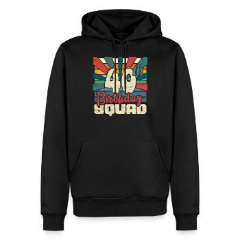 40e anniversaire - Sweat à capuche Premium bio Homme - noir - Devant - Nico (187cm)