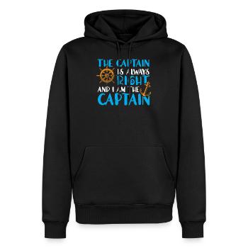The captain is always right and I am captain - Men’s Premium Organic Hoodie - black - Front - Nico (187cm)