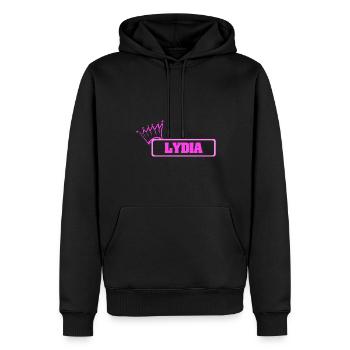 Lydia als Krone - Männer Premium Bio Hoodie - Schwarz - Vorne - Nico (187cm)