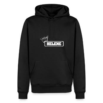 Krone Helene - Männer Premium Bio Hoodie - Schwarz - Vorne - Nico (187cm)