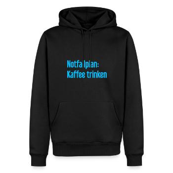 Kaffee-Notfallplan - Männer Premium Bio Hoodie - Schwarz - Vorne - Nico (187cm)