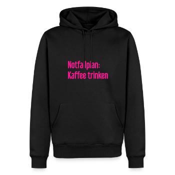 Kaffee-Notfallplan - Männer Premium Bio Hoodie - Schwarz - Vorne - Nico (187cm)