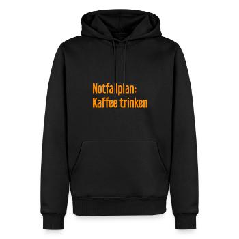 Kaffee-Notfallplan - Männer Premium Bio Hoodie - Schwarz - Vorne - Nico (187cm)
