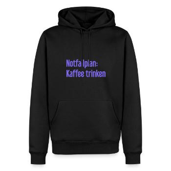 Kaffee-Notfallplan - Männer Premium Bio Hoodie - Schwarz - Vorne - Nico (187cm)