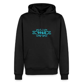 Idée cadeau 1965 - Sweat à capuche Premium bio Homme - noir - Devant - Nico (187cm)