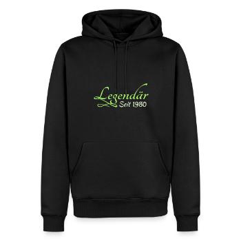 Légendaire 1980 - Sweat à capuche Premium bio Homme - noir - Devant - Nico (187cm)