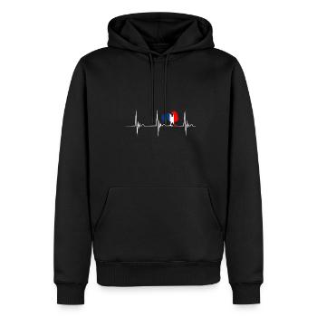 Gallischer Hahn Herzschlag EKG Puls Frankreich Fra - Männer Premium Bio Hoodie - Schwarz - Vorne - Nico (187cm)