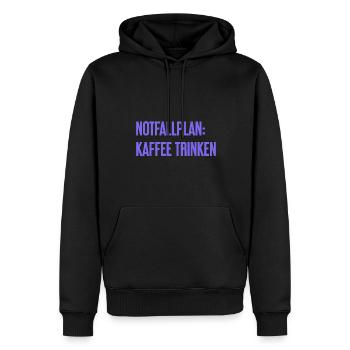 Kaffee-Notfallplan - Männer Premium Bio Hoodie - Schwarz - Vorne - Nico (187cm)