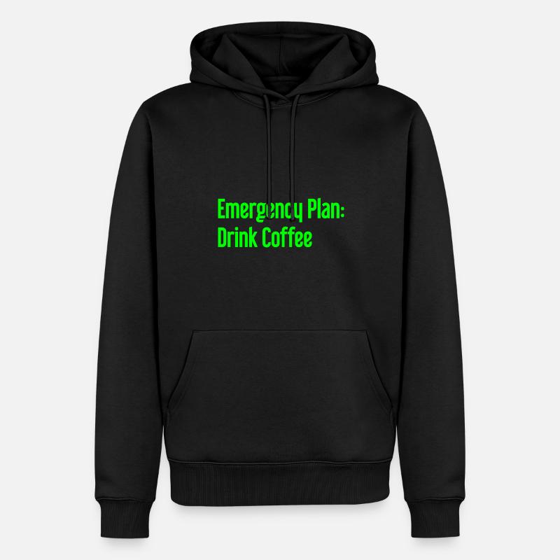Kaffee-Notfallplan - Männer Premium Bio Hoodie - Schwarz