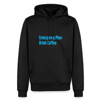 Kaffee-Notfallplan - Männer Premium Bio Hoodie - Schwarz - Vorne - Nico (187cm)