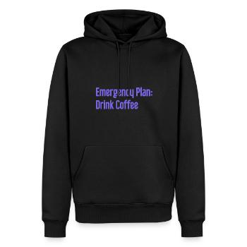 Kaffee-Notfallplan - Männer Premium Bio Hoodie - Schwarz - Vorne - Nico (187cm)