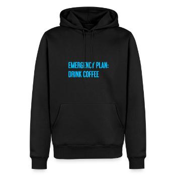 Kaffee-Notfallplan - Männer Premium Bio Hoodie - Schwarz - Vorne - Nico (187cm)