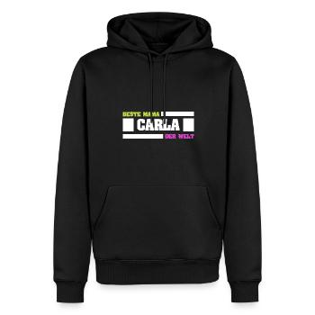Carla als Mutter - Männer Premium Bio Hoodie - Schwarz - Vorne - Nico (187cm)