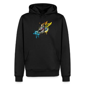 Sneaker graffiti avec des ailes - Sweat à capuche Premium bio Homme - noir - Devant - Nico (187cm)