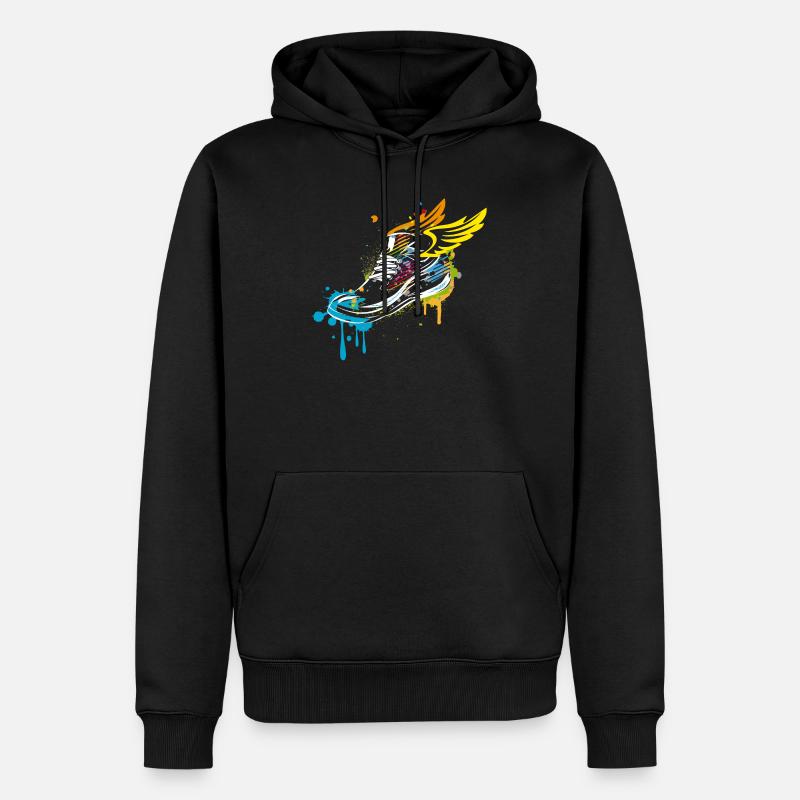 Sneaker graffiti avec des ailes - Sweat à capuche Premium bio Homme - noir