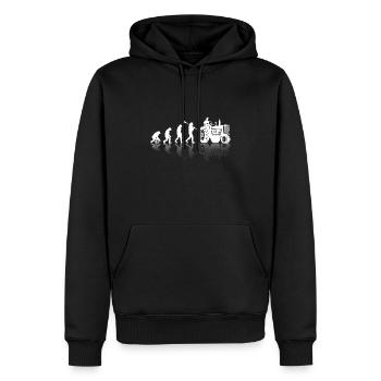 Chemise Tracteur · Agriculture · Evolution - Sweat à capuche Premium bio Homme - noir - Devant - Nico (187cm)