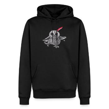 Chief Red - Glückliche Eule - Männer Premium Bio Hoodie - Schwarz - Vorne - Nico (187cm)