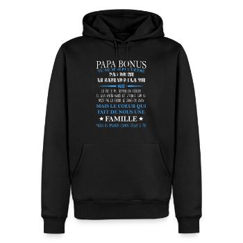 Papa bonus TU NE M’AS PEUT-ÊTRE PAS DONNE LE CADEA - Sweat à capuche Premium bio Homme - noir - Devant - Nico (187cm)