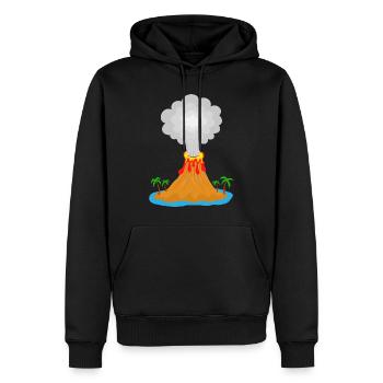Vulkan, Eruption, Vulkaninsel, Lava, Palmen, Berg - Männer Premium Bio Hoodie - Schwarz - Vorne - Nico (187cm)
