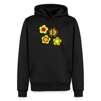 70s Flower Pattern - Men’s Premium Organic Hoodie - black - Front - Nico (187cm)