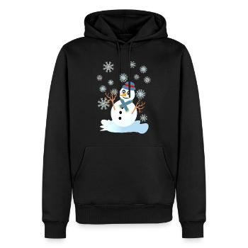 snowman and snowflakes cool christmas - Men’s Premium Organic Hoodie - black - Front - Nico (187cm)