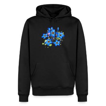 graffiti bleu vif oublie-moi-pas - Sweat à capuche Premium bio Homme - noir - Devant - Nico (187cm)