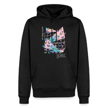 Soyez comme un papillon - Sweat à capuche Premium bio Homme - noir - Devant - Nico (187cm)