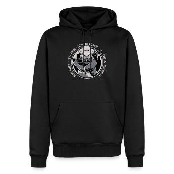Kochender Chef Logo mit Messer - Männer Premium Bio Hoodie - Schwarz - Vorne - Nico (187cm)