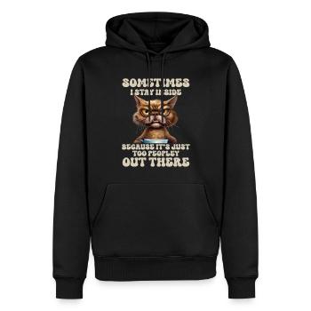 Drôle de chat - Sweat à capuche Premium bio Homme - noir - Devant - Nico (187cm)