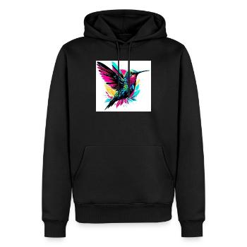 Kolibri - Männer Premium Bio Hoodie - Schwarz - Vorne - Nico (187cm)