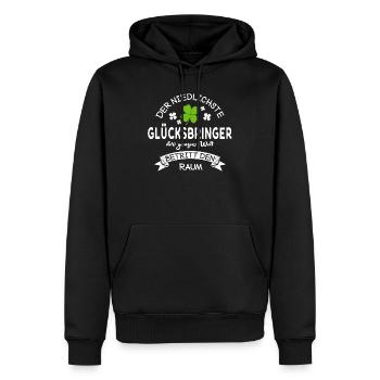 Glücksbringer betritt den Raum Kleeblatt Spruch - Männer Premium Bio Hoodie - Schwarz - Vorne - Nico (187cm)