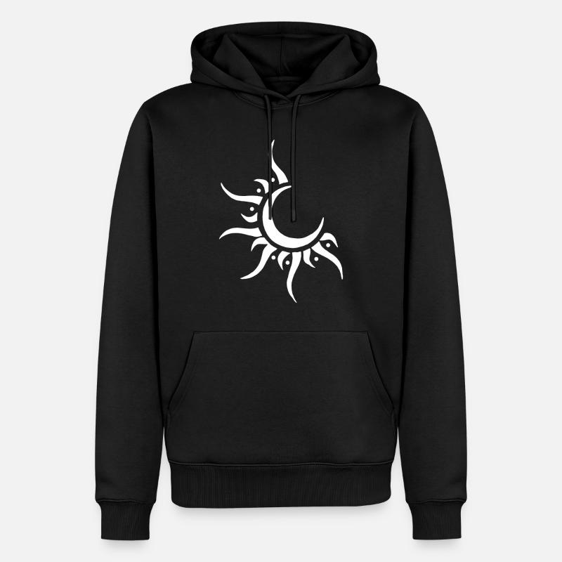 Soleil et lune blanc - Sweat à capuche Premium bio Homme - noir