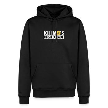 Ich habs dir ja gesagt Bitcoin Crypto Kryptowährun - Männer Premium Bio Hoodie - Schwarz - Vorne - Nico (187cm)