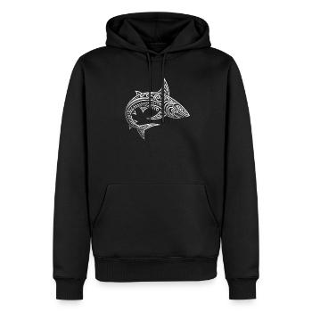 Plongeur tribal Maori des requins amoureux de la mer - Sweat à capuche Premium bio Homme - noir - Devant - Nico (187cm)