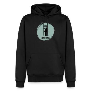 DerRecher - Männer Premium Bio Hoodie - Schwarz - Vorne - Nico (187cm)