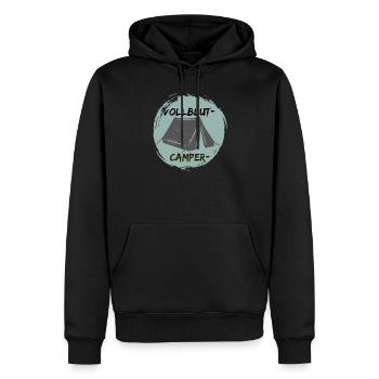 Vollblutcamper - Männer Premium Bio Hoodie - Schwarz - Vorne - Nico (187cm)