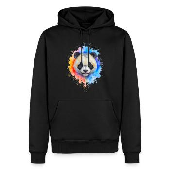 Éclaboussure de panda aquarelle - Sweat à capuche Premium bio Homme - noir - Devant - Nico (187cm)