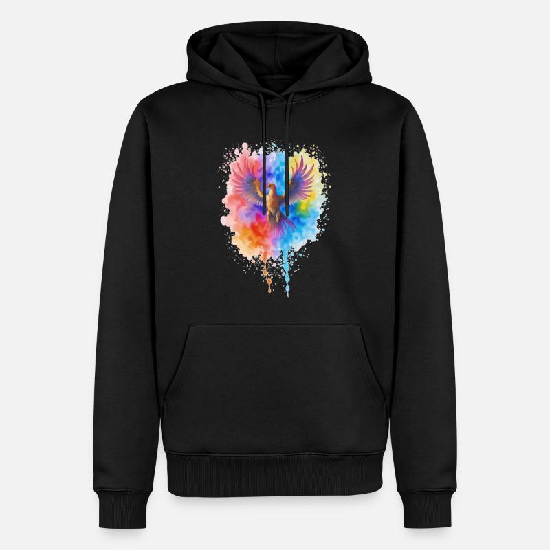 Rauschender Aquarell Phoenix - Männer Premium Bio Hoodie - Schwarz