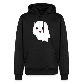 Design Halloween fantôme coquin - Sweat à capuche Premium bio Homme - noir - Devant - Nico (187cm)