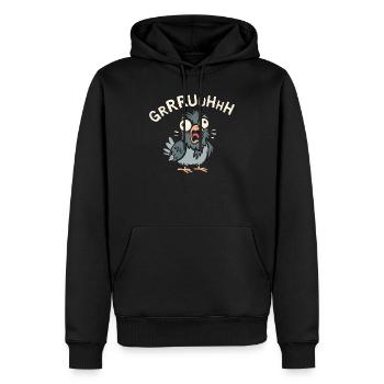 verrückte Taube gruh im Comic und Cartoon Logostil - Männer Premium Bio Hoodie - Schwarz - Vorne - Nico (187cm)