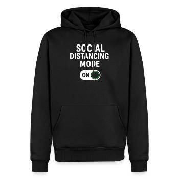 Mode de distanciation sociale activé - Sweat à capuche Premium bio Homme - noir - Devant - Nico (187cm)